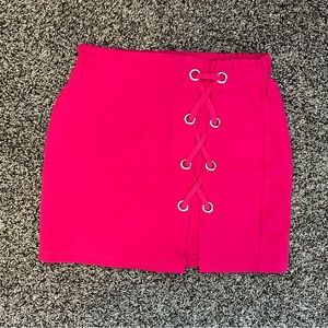 Hot pink lace up mini skirt by Shinestar